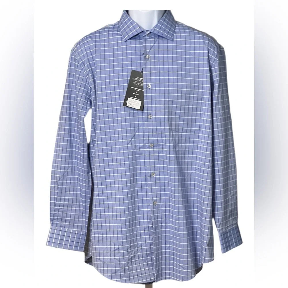 Van Heusen Blue and White Checkered Dress Shirt - Picture 1 of 5